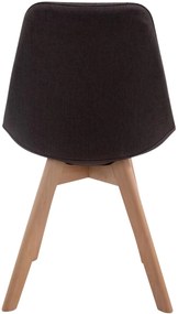 Cadeira cozinha e jantar Borneo V2 com estrutura de cor natural e revestimento em tecido 48 x 84 x 55 cm Cinzento escuro