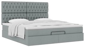 Estrutura cama otomana colchão 160x200 cm tecido cinzento claro