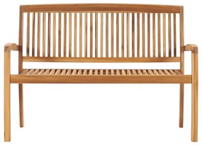 Bancos empilháveis jardim 2 lugares 128,5cm madeira teca maciça
