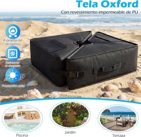 Saco de areia quadrado para base para guarda-sol 47 x 47 x 16 cm, impermeável, abertura diagonal, fivelas, alça dobrável e removível, para pátio, prai