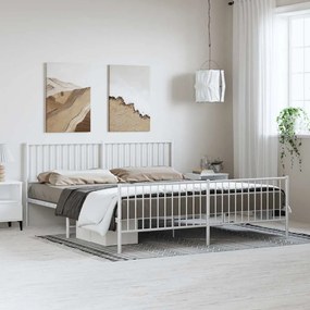 Estrutura de cama com cabeceira e pés 183x213 cm metal branco