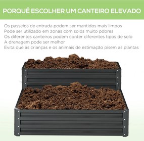 Caixa de Plantio de 2 Níveis Floreira Exterior de Aço com Desenho de E