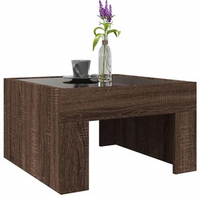 Mesa centro luzes LED Infinity 50x50x30 cm carvalho castanho