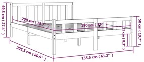 Estrutura de cama king 150x200 cm madeira maciça