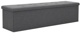 247089 vidaXL Banco arrumação dobrável linho falso 150x38x38cm cinza escuro