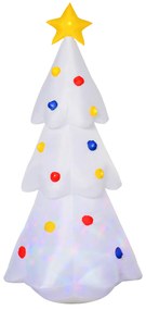 HOMCOM Árvore de Natal Inflável 158cm de Altura com Luzes LED e Inflador Decoração de Natal para Interiores Exteriores 67x61x158cm Branco