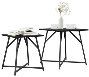Conjunto de Mesas de Apoio 2 pcs em Madeira de Carvalho Preta e Metal