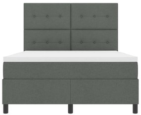 Cama Box com Colchão e LED Cinza Escuro, 140x190 cm Tecido