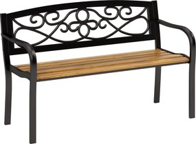 Banco de Jardim de 2 Lugares Banco de Exterior com Assento de Madeira e Estrutura de Aço 127x56x80 cm Madeira e Preto