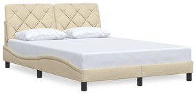 Estrutura de cama sem colchão 140x200 cm tecido cor creme