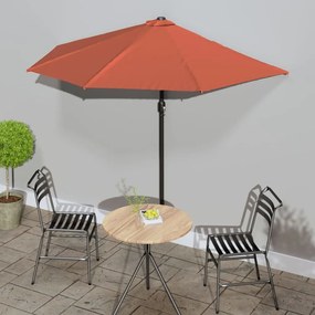 vidaXL Guarda-sol poste alumínio semicircular 270x144x222 cm terracota