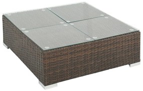 8 pcs conjunto lounge jardim c/ almofadões vime PE castanho
