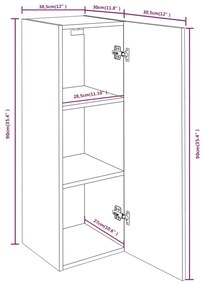 Móveis de TV 4 pcs 30,5x30x90 cm madeira cor carvalho castanho