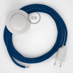 Cabo para candeeiro de chão, RM12 Azul Seda Artificial 3 m.  Escolha a cor da ficha e do interruptor. - Branco