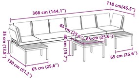 5 pcs conjunto de sofás p/ jardim c/ almofadões alumínio preto