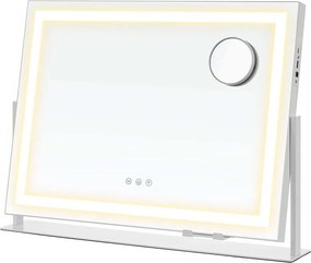 Espelho de maquilhagem 10 x 62,5 x 45,8 cm com iluminação controlável por toque, branco