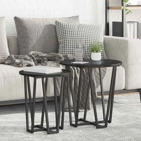Mesa de Apoio vidaXL 2 pcs Preto Carvalho Madeira Engenharia e Metal