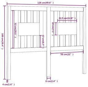 Cabeceira de cama 126x4x100 cm pinho maciço castanho mel