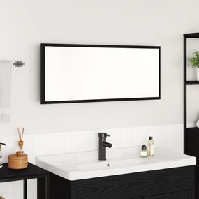 vidaXL Espelho de Banheiro LED Carvalho Preto Vidro, MDF Grande Espelho