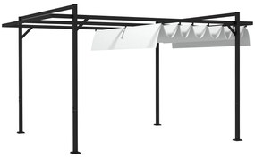 Pérgola 3x4 Pérgola de Jardim com Teto Retrátil de Poliéster e 12 Orifícios de Drenagem Branco