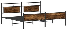 Estrutura de cama sem colchão 200x200cm metal carvalho fumado