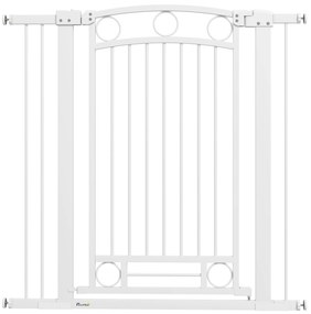 PawHut Barreira de Segurança para Cães com Largura Ajustável 76-104 cm 2 Extensões para Escadas e Portas 76-104x104 cm Branco | Aosom Portugal