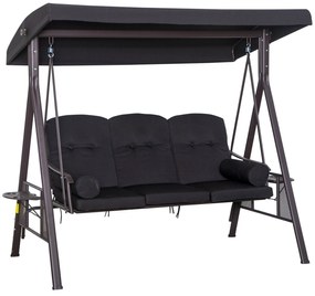 Baloiço de Jardim Faro – 3 Lugares – 206x116x183 cm – Preto – Com Teto