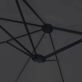 Guarda-sol de jardim c/ cabeça dupla/luzes LED 449x245 cm preto