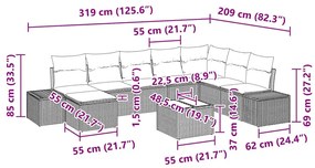 Conjunto de Sofá de Jardim com 9 Peças da , Almofadas em Rattan Sintét