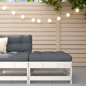 vidaXL Apoio de pés p/ jardim c/ almofadão pinho maciço branco