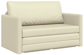 Sofá-camas 2-em-1 Creme 124x71x78 cm Couro Sintético