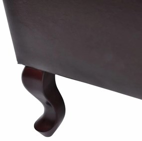 Poltrona com apoio de pés couro artificial castanho-escuro