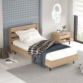 Estrutura de Cama "Ocean" com Cabeceira – Nogueira - 100x200 cm - Desi