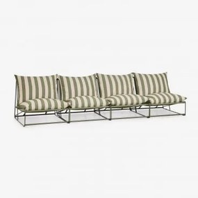 Sofá Modular De Jardim De 4 Peças Amaro Tapioca Beige - Verde Azeitona Profundo - Sklum
