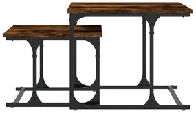 Mesa de centro encastrar 2 pcs deriv. madeira carvalho fumado