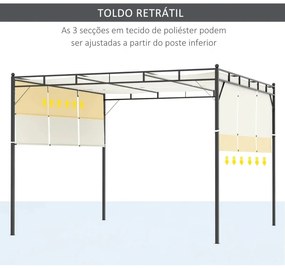 Pérgola de Jardim com Teto Retrátil em Aço - 3x3m