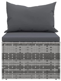 Sofás de centro p/ jardim c/ almofadões 2 pcs vime PE cinzento