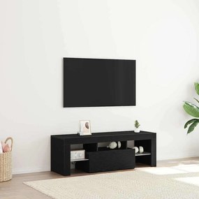 Rack de TV vidaXL com Luzes LED Carvalho Preto 120x35x40 cm