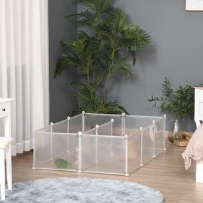 Cerca para Pequenos Animais Gaiola Modular de Metal com 12 painéis e 24 conectores para coelhos, porquinhos-da-índia 105x105x45 cm Branco