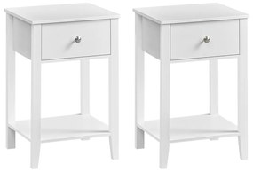 Mesas de cabeceira bambu (conjunto 2), gaveta + prateleira, cor branco nuvem, estilo minimalista