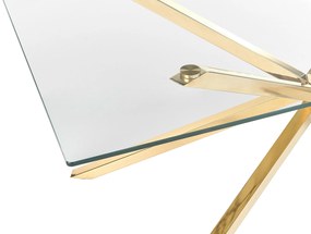 Mesa de jantar com vidro temperado e pernas douradas 160 x 90 cm CORA Beliani