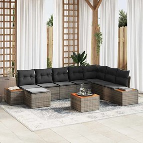 vidaXL Conjunto de Sofá de Jardim com Almofadas Cinza Rattan Acácia