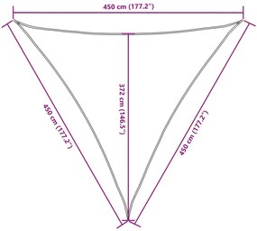 Para-sol vela tecido oxford triangular 4,5x4,5x4,5 m cinza-ac.