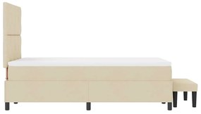 Cama Box com Colchão &amp; Banco Creme 120x200 cm Tecido