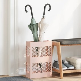 vidaXL Suporte para Guarda-Chuva Rosa Metal Padrão Inserções Decorativas