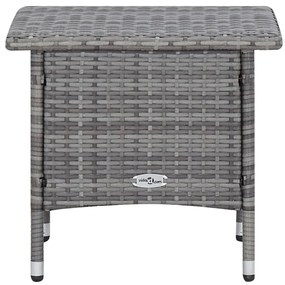 3 pcs conjunto lounge de jardim c/ almofadões vime PE cinzento