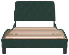 Estrutura de cama sem colchão 100x200 cm veludo verde-escuro