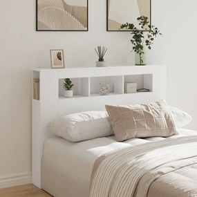 Cabeceira cama c/ LEDs 140x18,5x103,5 cm deriv. madeira branco