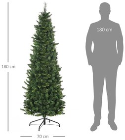 Árvore de Natal Artificial 180 cm Árvore de Natal com 648 Ramos Fácil de Montar e Base Desmontável de Aço Ø70x180 cm Verde