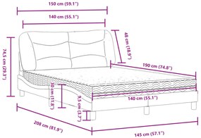 Cama com colchão 140x190 cm tecido azul